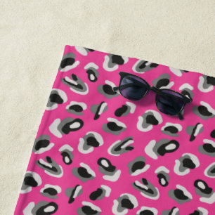 Bright Pink Animal Print Beach Towel