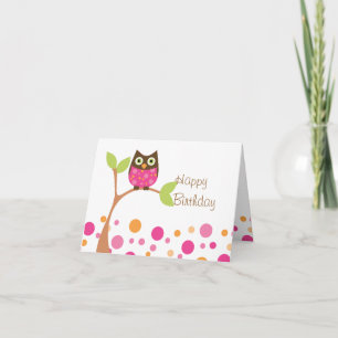 Bright Pink Baby Owl Card