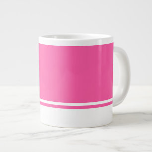 Bright Pink Background White Base Racing Stripes Large Coffee Mug