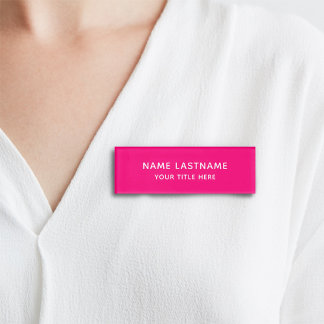 Bright Pink Basic Simple Minimalist Modern Title Name Tag
