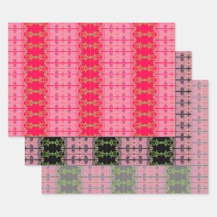 Bright Pink Black and Grey Wrapping Paper Sheet