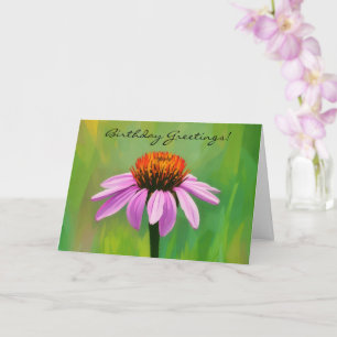 Bright Pink Blooming Daisy Flower Birthday Card