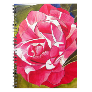 Bright pink Camellia watercolor art flower Spiral Notebook