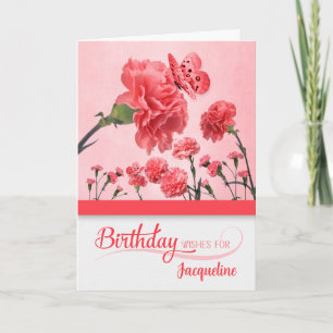 Bright Pink Carnation Garden Birthday Card