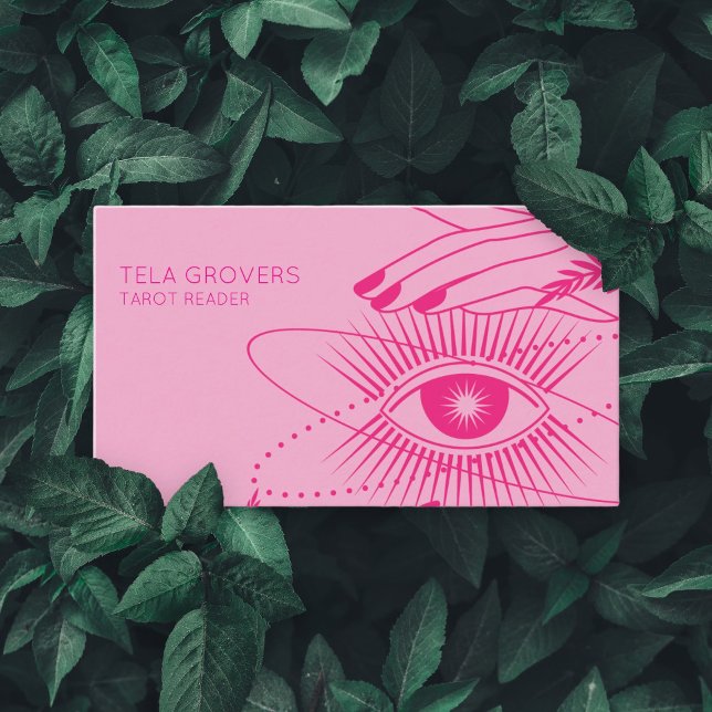 Bright Pink Chic Modern Mystic Eye Tarot Reader  Business Card (Creator Uploaded)