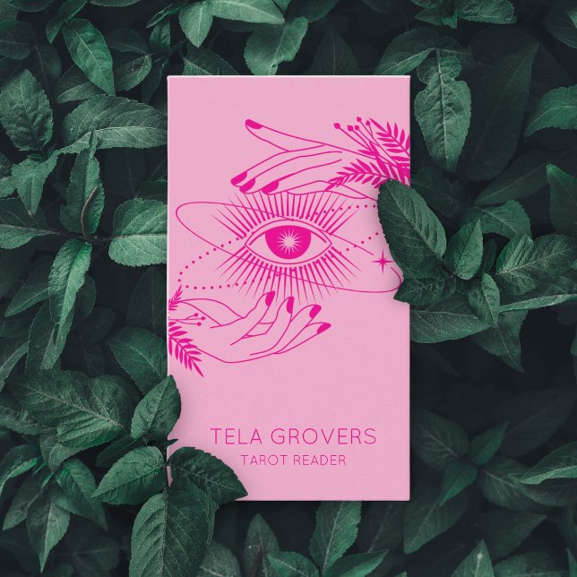 Bright Pink Chic Modern Mystic Tarot Reader Business Card (Creator Uploaded)