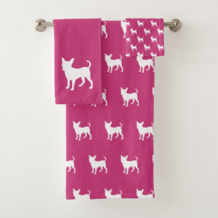 Bright Pink Chihuahua  3- piece Bath Towel Set
