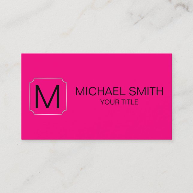 Bright pink colour background business card (Front)