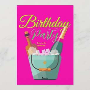 Bright Pink Custom Birthday Party Invitation