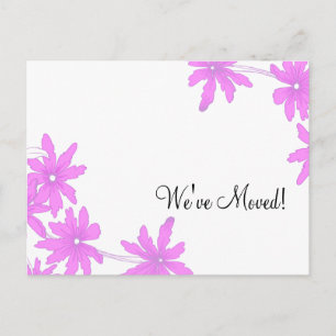 Bright Pink Daisies Change of Address Announcement Postcard
