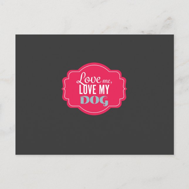 Bright Pink Dog Quote in Decorative Typography Postcard (Front)