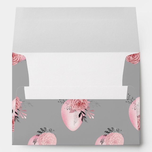 Bright Pink Easter Eggs Delicate Spring Leaves Envelope (Back (Bottom))