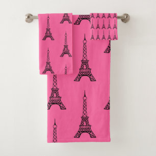 Bright Pink Eiffel Tower Paris Towels