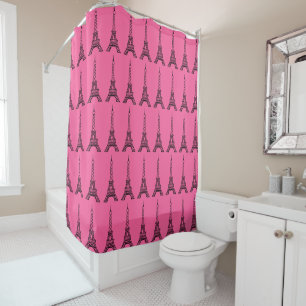 Bright Pink Eiffel Tower Shower Curtain