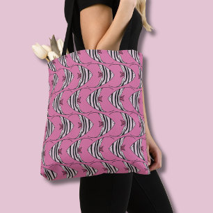 Bright Pink Fish pattern Tote Bag