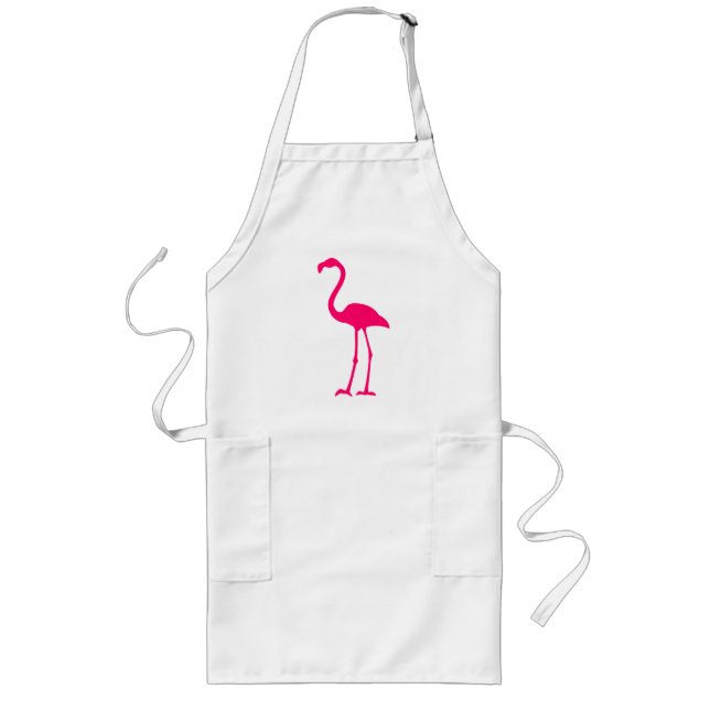 Bright Pink Flamingo Long Apron (Front)
