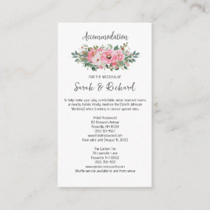 Bright Pink Floral Accommodation Wedding  Enclosure Card