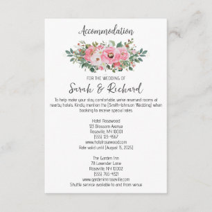 Bright Pink Floral Accommodation Wedding Enclosure Card