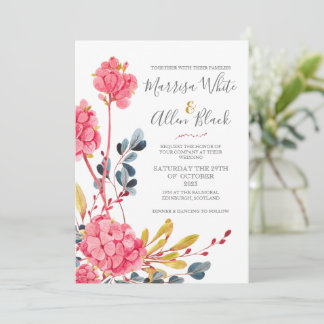 Bright Pink Floral Bouquet Invitation