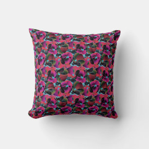Bright pink floral cushion