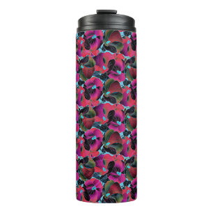 Bright pink floral thermal tumbler