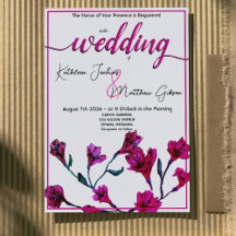 Bright Pink Floral Watercolor Wedding