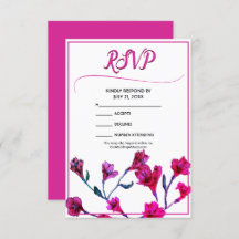 Bright Pink Floral Watercolor Wedding