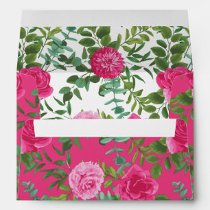 Bright Pink Floral Wedding Envelope