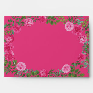 Bright Pink Floral Wedding Envelope
