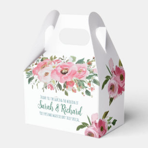 Bright Pink Floral Wedding Favour Box