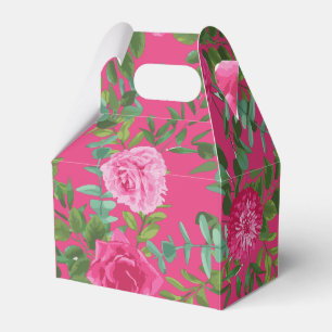 Bright Pink Floral Wedding Favour Box