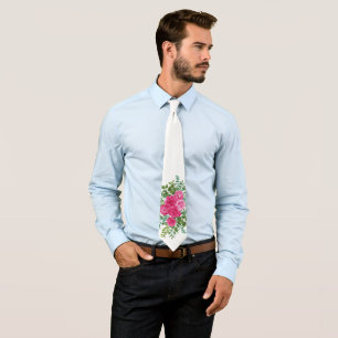 Bright Pink Floral Wedding Men's Tie