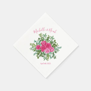 Bright Pink Floral Wedding Napkin