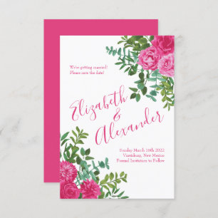 Bright Pink Floral Wedding Save the Date Invitation