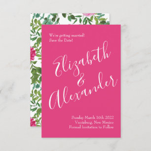 Bright Pink Floral Wedding Save the Date Invitation