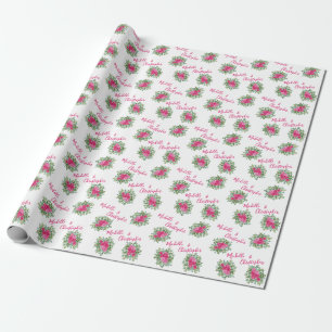 Bright Pink Floral Wedding Wrapping Paper