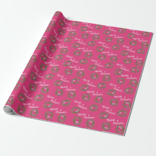 Bright Pink Floral Wedding Wrapping Paper