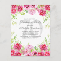 Bright Pink Floral Women's 70th Birthday Party