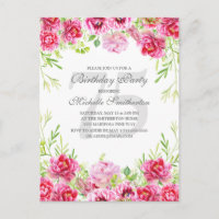 Bright Pink Floral Women's 75th Birthday Party