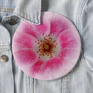 bright pink flower 6 cm round badge