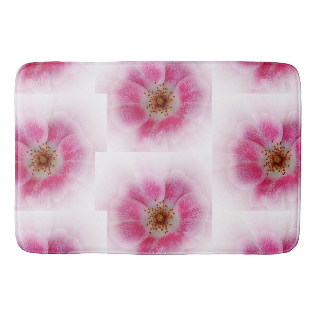 bright pink flower bath mat (Front)