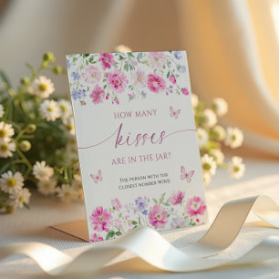 Bright Pink Flower How Many Kisses Are In The Jar Pedestal Sign