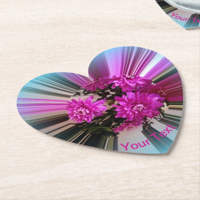 Bright Pink Flower Pattern Bouquet Floral Custom Paper Coaster (Angled)