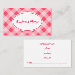Bright Pink Gingham Business Card