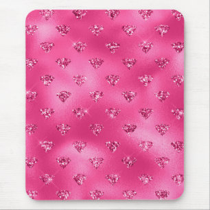 Bright Pink Glam Sparkly Diamonds Mouse Pad
