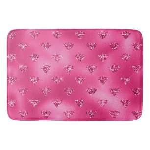 Bright Pink Glam Sparkly Diamonds Pattern Bath Mat