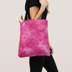 Bright Pink Glam Sparkly Diamonds Pattern Tote Bag