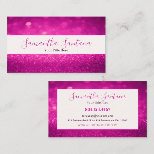 Bright Pink Glitter Business Card (Front/Back)
