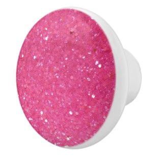 Bright Pink Glitter Ceramic Knob