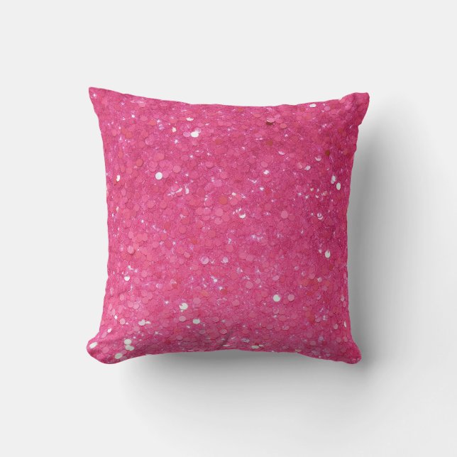 Bright Pink Glitter Cushion (Front)